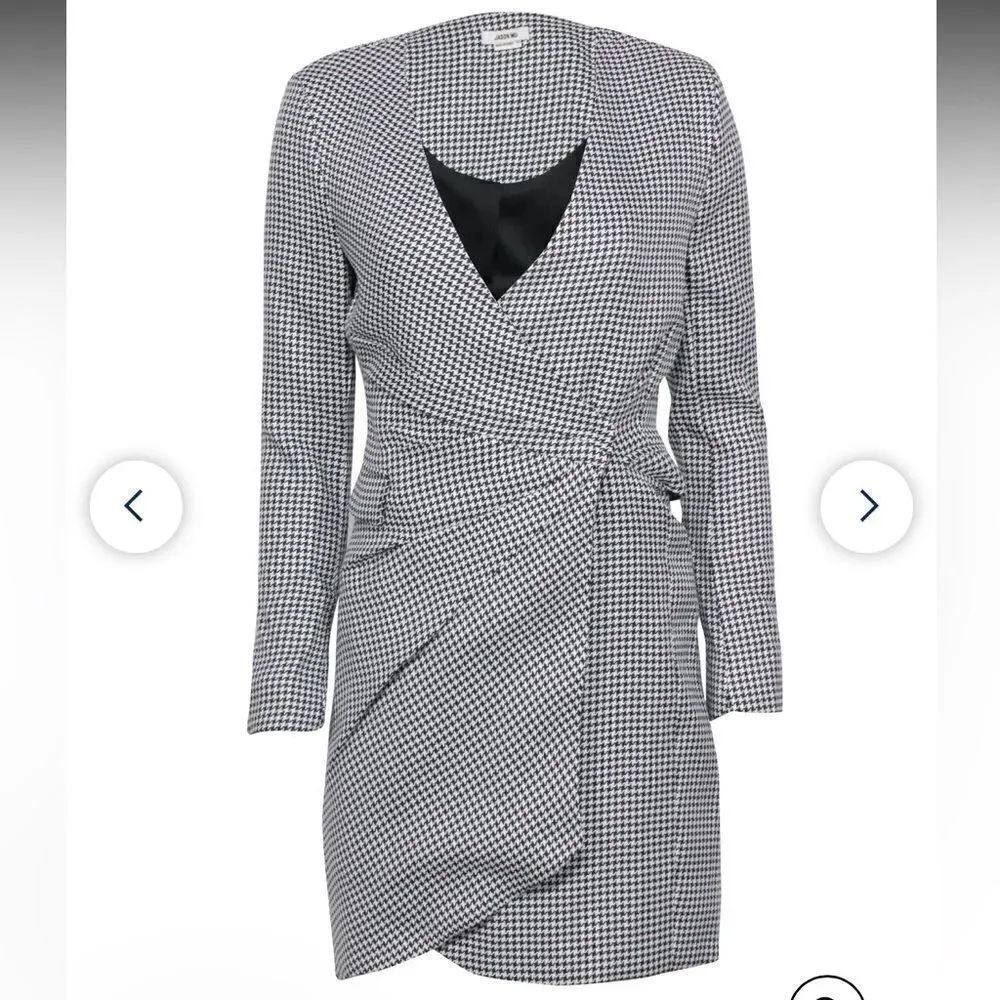 JASON WU MINI DRESS SIZE M BLACK/WHITE PLAID V-NECK JACKET NWT